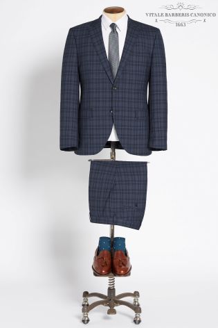 Blue Signature Check Tailored Fit: Jacket